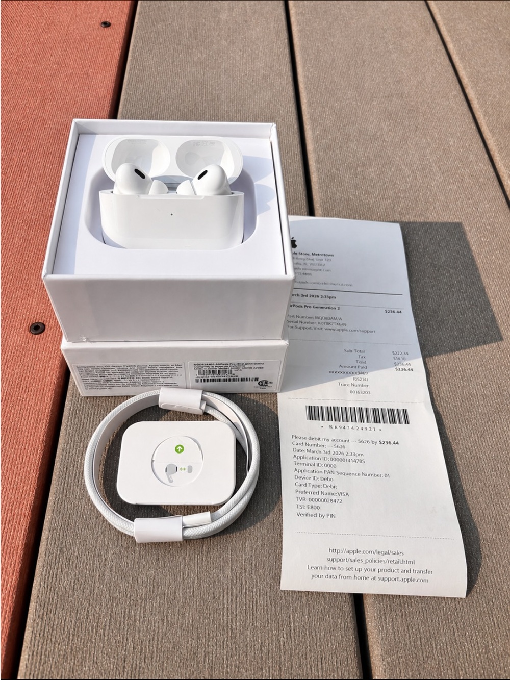 Apple AirPods Pro Gen 2 with USB-C Braided Cable and Box (White)